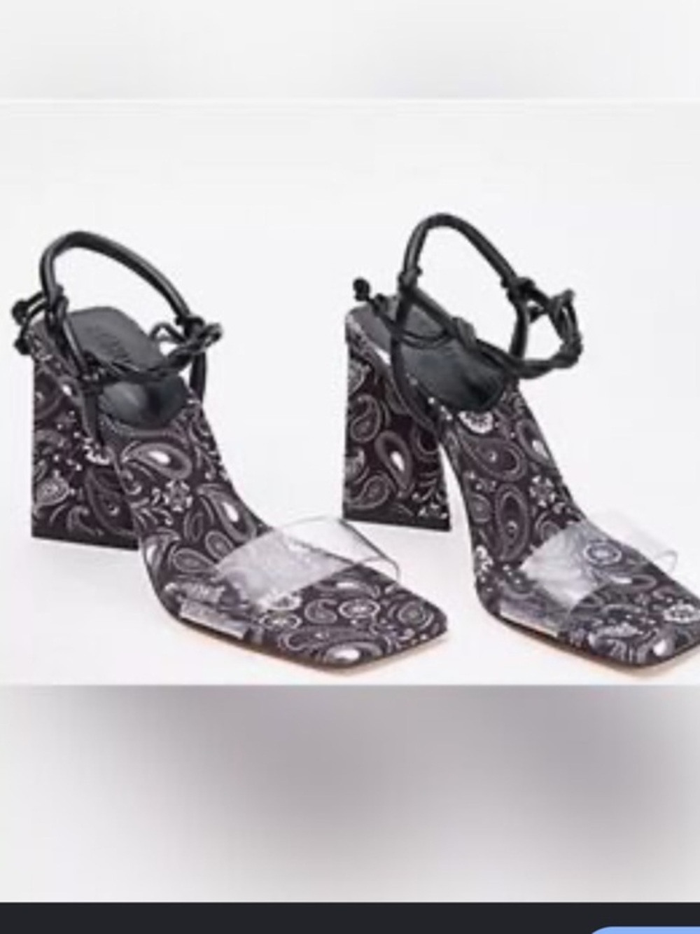 SCHUTZ paisley black white platform heels 6.5 NEW IN BOX